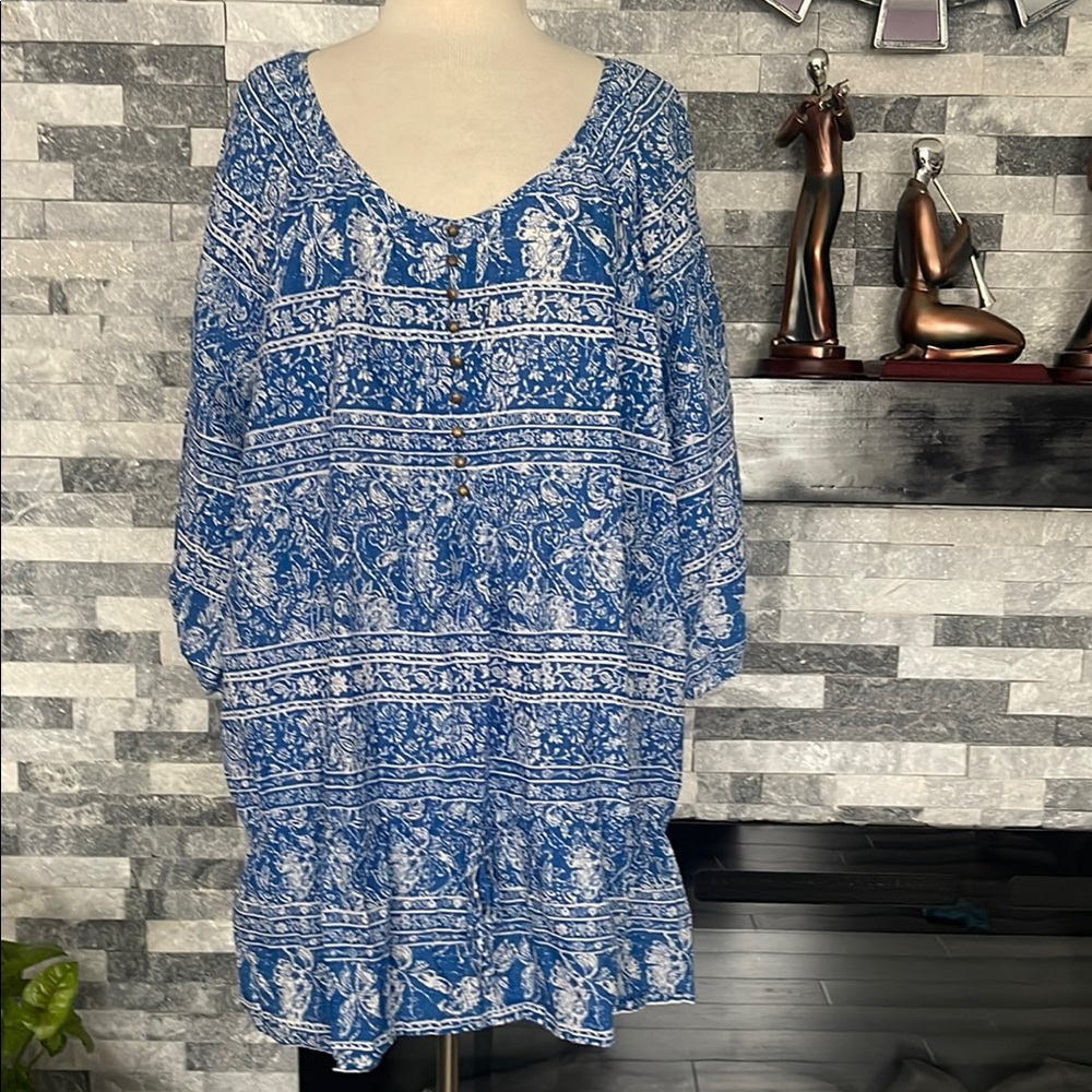 Just My Size jms Blue White Blouse Size 4X